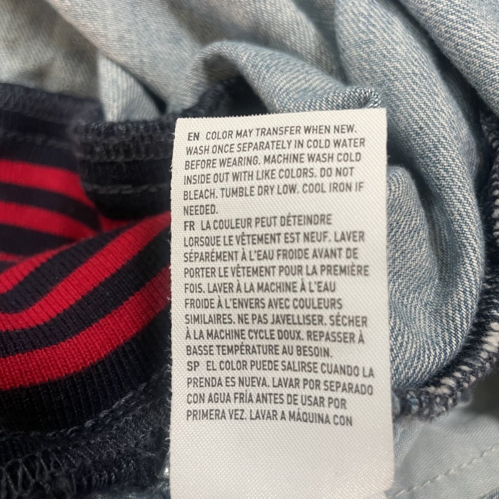 American Eagle Denim Bomber Jacket Size Small Striped Chambray Lightweight Layer - Picture 8 of 10